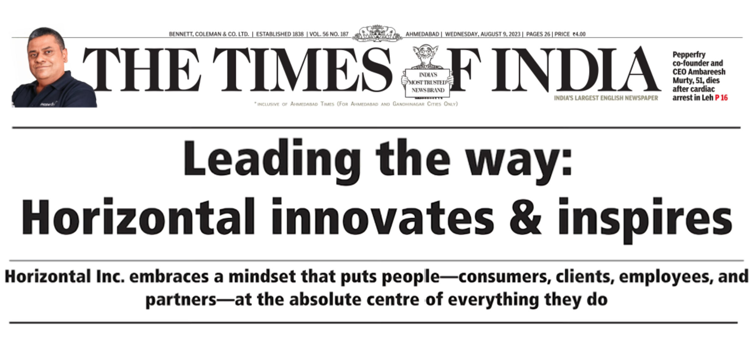 Horizontal Digital featured in The Times of India's excellent ...