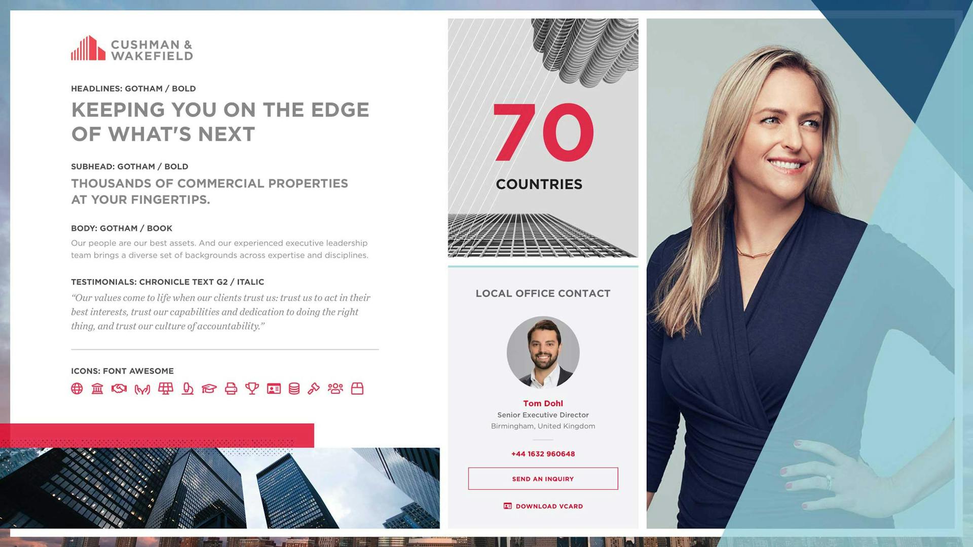 A Horizontal styleboard for the Cushman & Wakefield redesign