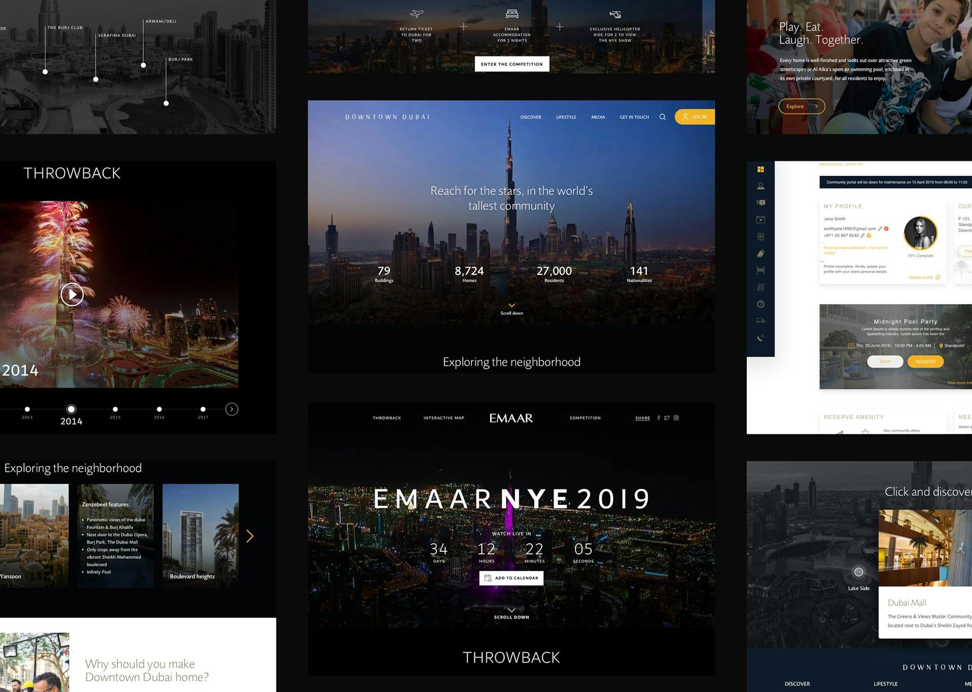 Horizontal's screen designs for Emaar's desktop experience